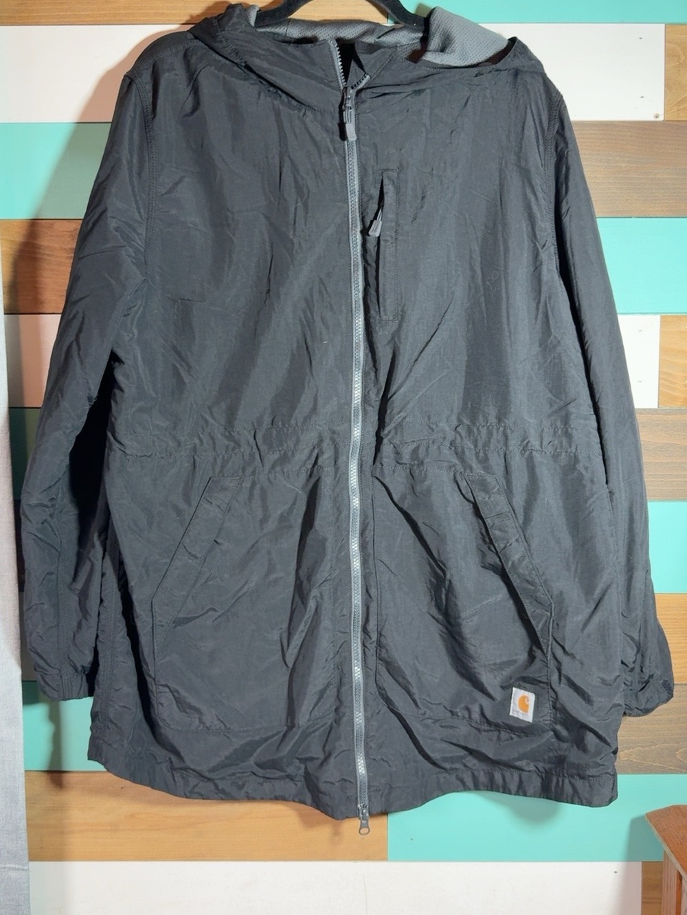 Carhartt Women’s XL Rockford Rain Defender Black Hooded Lightweight Coat